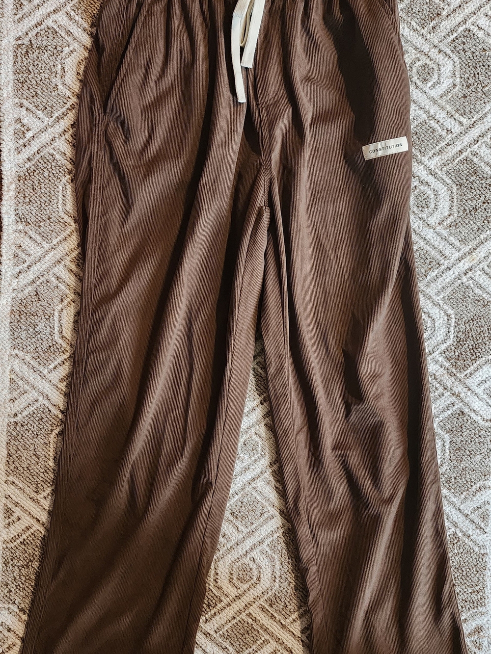 SHEIN Brown Corduroy Drawstring Jogger Pants